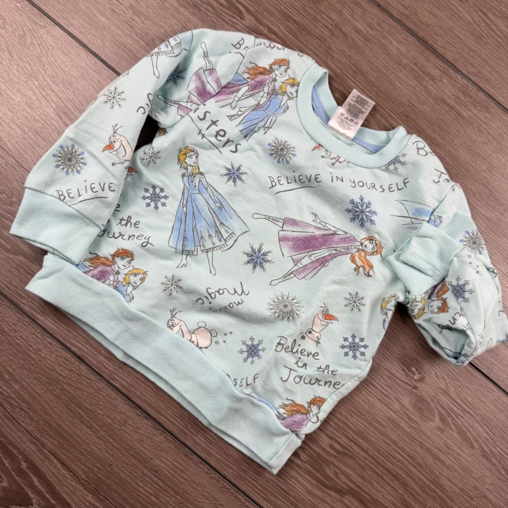 Disney Girls Sweatshirt Frozen II Anna Elsa Olaf Blue 4T